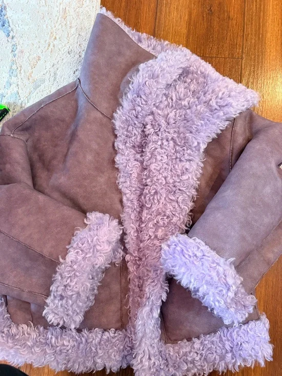 Free people Lavender Faux Shearling Jacket - Plush Trim look at pictures - Picture 1 of 5